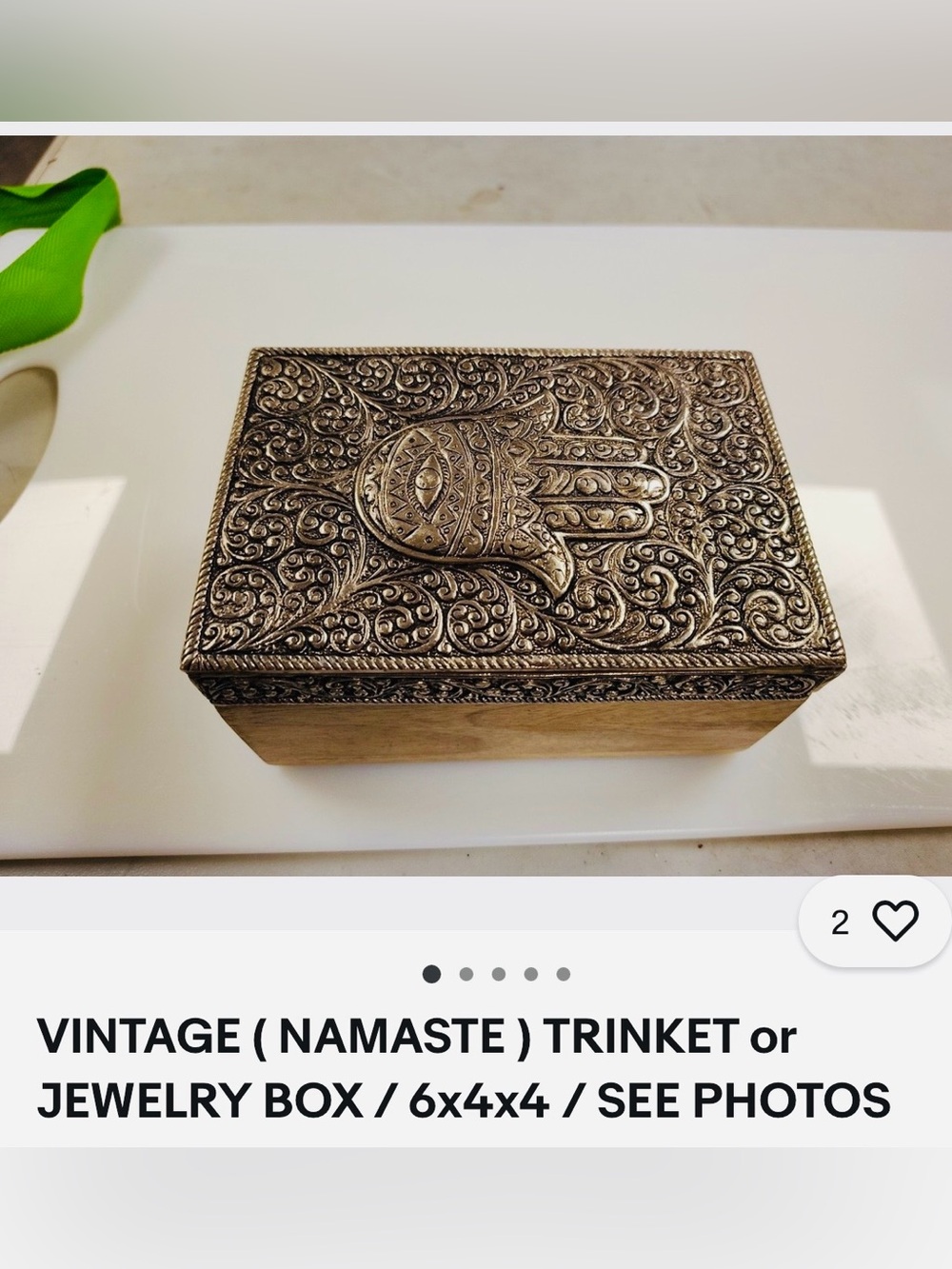 #3395**Namaste Hamsa Decorative Trinket Box - Silver Accent